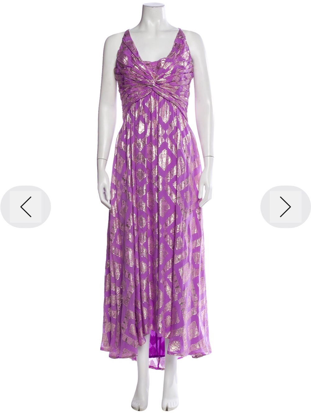 Ramy Brook Purple Metallic Pattern High-Low Maxi Dress